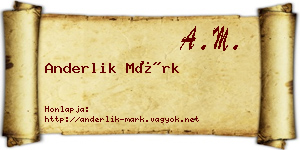 Anderlik Márk névjegykártya